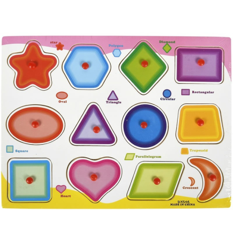 Jucării și Jocuri pentru copii - Puzzle lemn educativ - Invata figuri geometrice colorate, 12 piese, 3+ ani, Colorarte, ZKB082