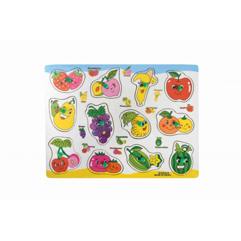 Jucării și Jocuri pentru copii - Puzzle lemn educativ - Invata fructele, 12 piese, 3+ ani, Colorarte, A-3011