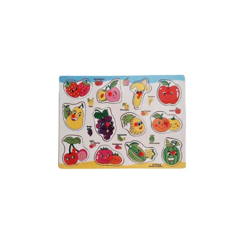 Jucării și Jocuri pentru copii - Puzzle lemn educativ - Invata fructele, 12 piese, 3+ ani, Colorarte, DX543
