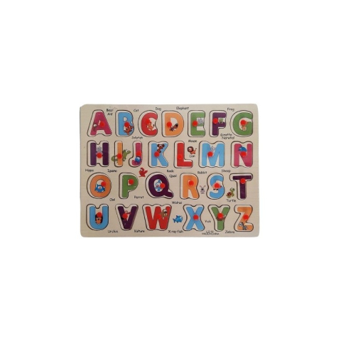 Jucării și Jocuri pentru copii - Puzzle lemn educativ - Invata literele cu animale, 26 piese, 3+ ani, Colorarte, L22-30, DX527