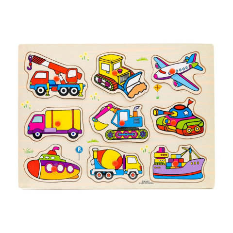Jucării și Jocuri pentru copii - Puzzle lemn educativ - Utilaje / Masini, 3+ ani, Colorarte, DX525/DX541/DX557/DX561/DX555