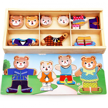 Puzzle lemn - Imbraca familia de ursuleti | www.micostore.ro. [1]