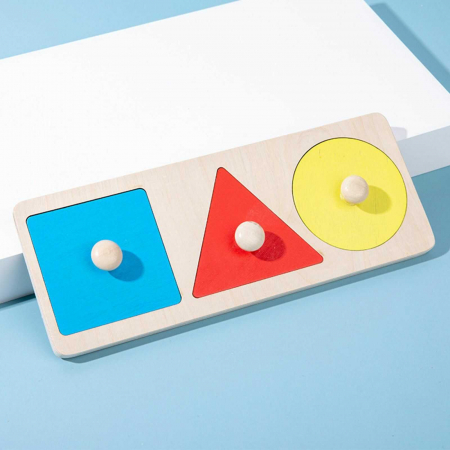 Puzzle lemn Montessori forme geometrice cu maner [3]