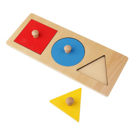 Puzzle lemn Montessori forme geometrice cu maner. [0]