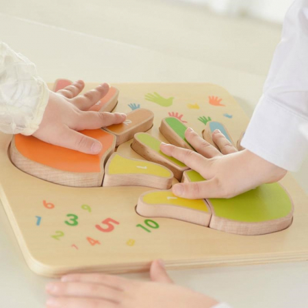 Puzzle lemn invata mainile si degetele, jucarie Montessori. [2]