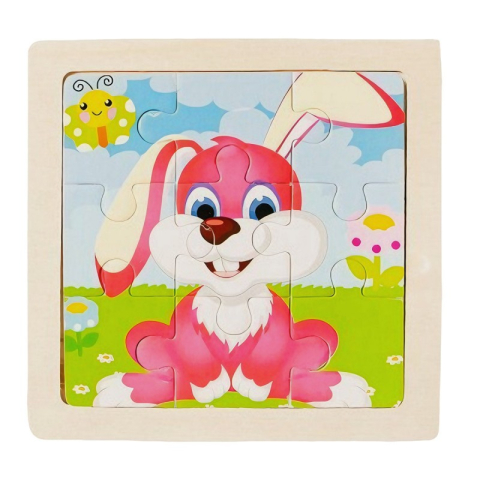 Jucării și Jocuri pentru copii - Puzzle lemn - Mini Animale, 9 piese, Colorarte