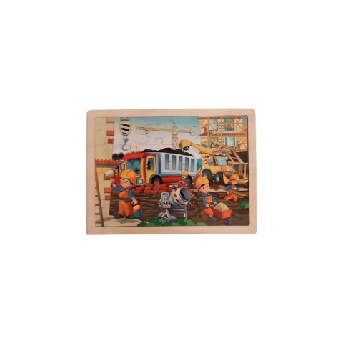 Jucării și Jocuri pentru copii - Puzzle lemn - Santier in lucru basculanta, 24 piese, Colorarte