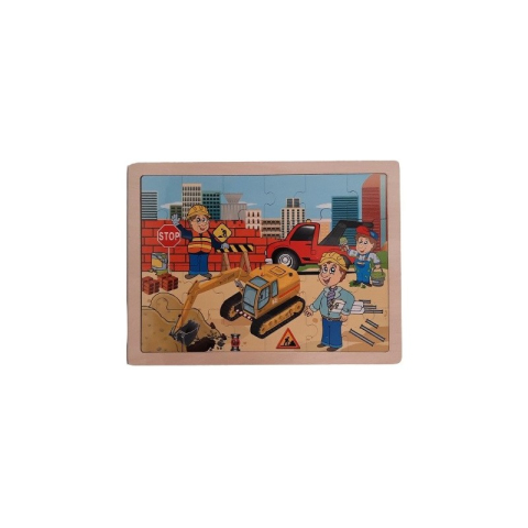 Jucării și Jocuri pentru copii - Puzzle lemn - Santier in lucru excavator, 24 piese, Colorarte