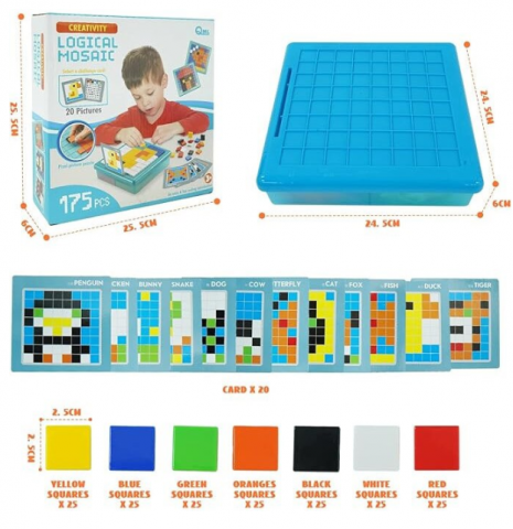 Puzzle logic si mozaic STEM copii, 175 piese si 20 sabloane, 3 ani+ [9]