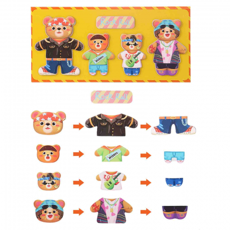 Puzzle magnetic din lemn, Imbraca Ursuletii - Micostore.ro [2]