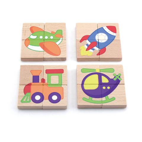 Puzzle magnetic din lemn, Mijloace de transport, 2-5 ani [3]