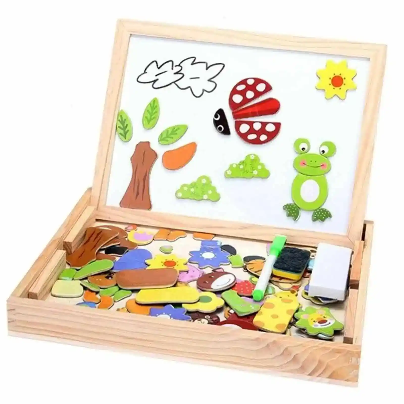 Jucării și Jocuri pentru copii - Tablita educativa cu puzzle magnetic 3 in 1 Ferma.