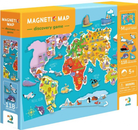 Jucării și Jocuri pentru copii - Puzzle magnetic - Harta lumii (118 piese)
