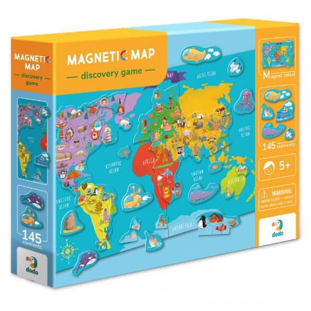 Puzzle 100 - 299 piese - Puzzle magnetic, Harta lumii, 5-10