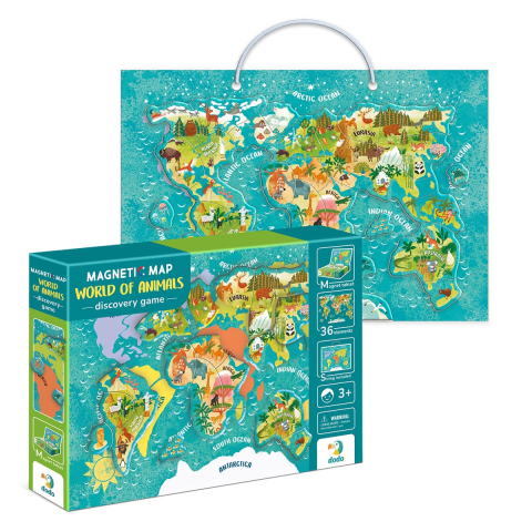Puzzle magnetic, Harta Lumii cu Animale, varsta 3-7 ani [4]