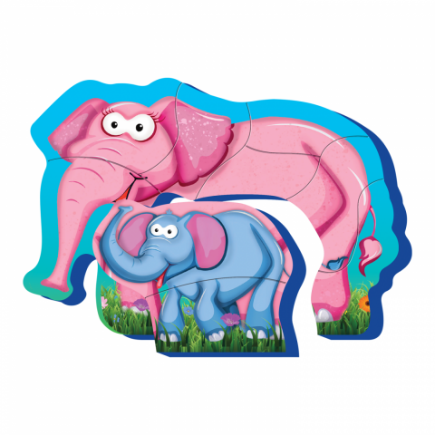 Puzzle mama si copilul, elefant,8 piese [2]