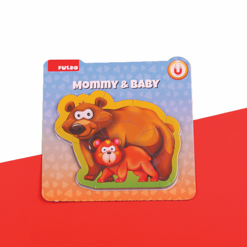 Jucării și Jocuri pentru copii - Puzzle mama si copilul, urs, 8 piese