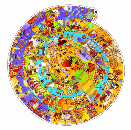 Jucării și Jocuri pentru copii - Evolutie, perioade din istoria lumii, Puzzle rotund de observatie, 350 piese, Djeco, varsta 9+ ani, Baiat, Fata