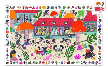 Puzzle de observatie, Scoala prietenilor arici, 35 piese mari, Djeco [1]