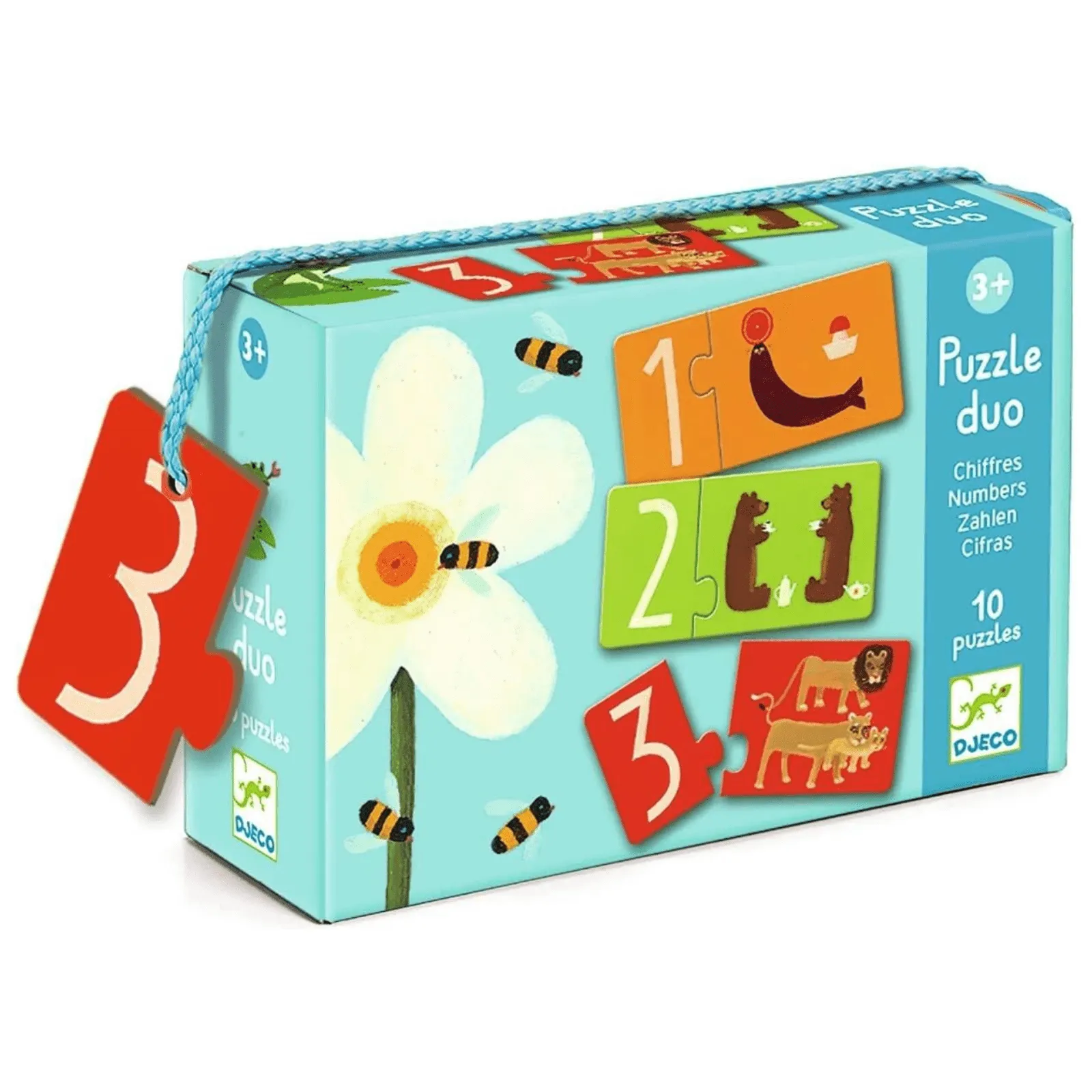 Puzzle Duo, Cifre si Asociere, Djeco, varsta 1 - 3 ani, Baiat, Fata