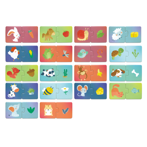Puzzle potriveste perechea - Animale si gustari (36 piese), copii varsta 1 an+,2 ani+ [2]