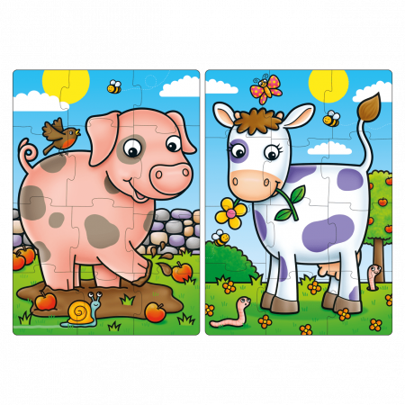 Set 2 jocuri puzzle, 24 piese mari, Primii Prieteni de la Ferma, FIRST FARM FRIENDS, Orchard Toys [1]