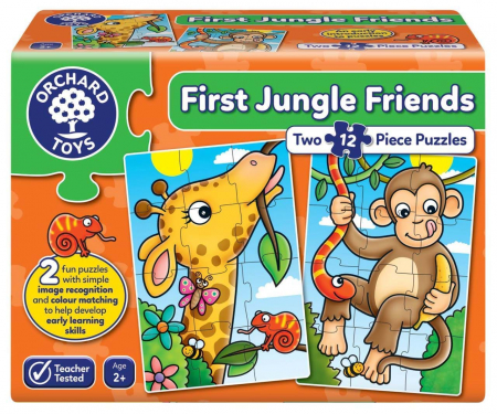 Jucării și Jocuri pentru copii - Set 2 jocuri puzzle, 24 piese mari, Primii Prieteni din Jungla, FIRST JUNGLE FRIENDS, Orchard Toys