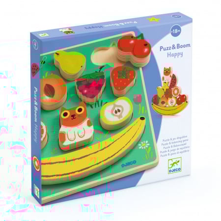 Jucării și Jocuri pentru copii - Puzzle lemn si joc de echilibru, fructe, Djeco, varsta 1 - 3 ani, Baiat, Fata