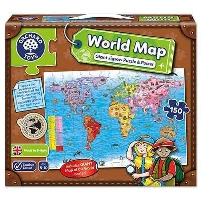 Puzzle 100 - 299 piese - Puzzle si poster Harta lumii (limba engleza 150 piese) WORLD MAP PUZZLE & POSTER
