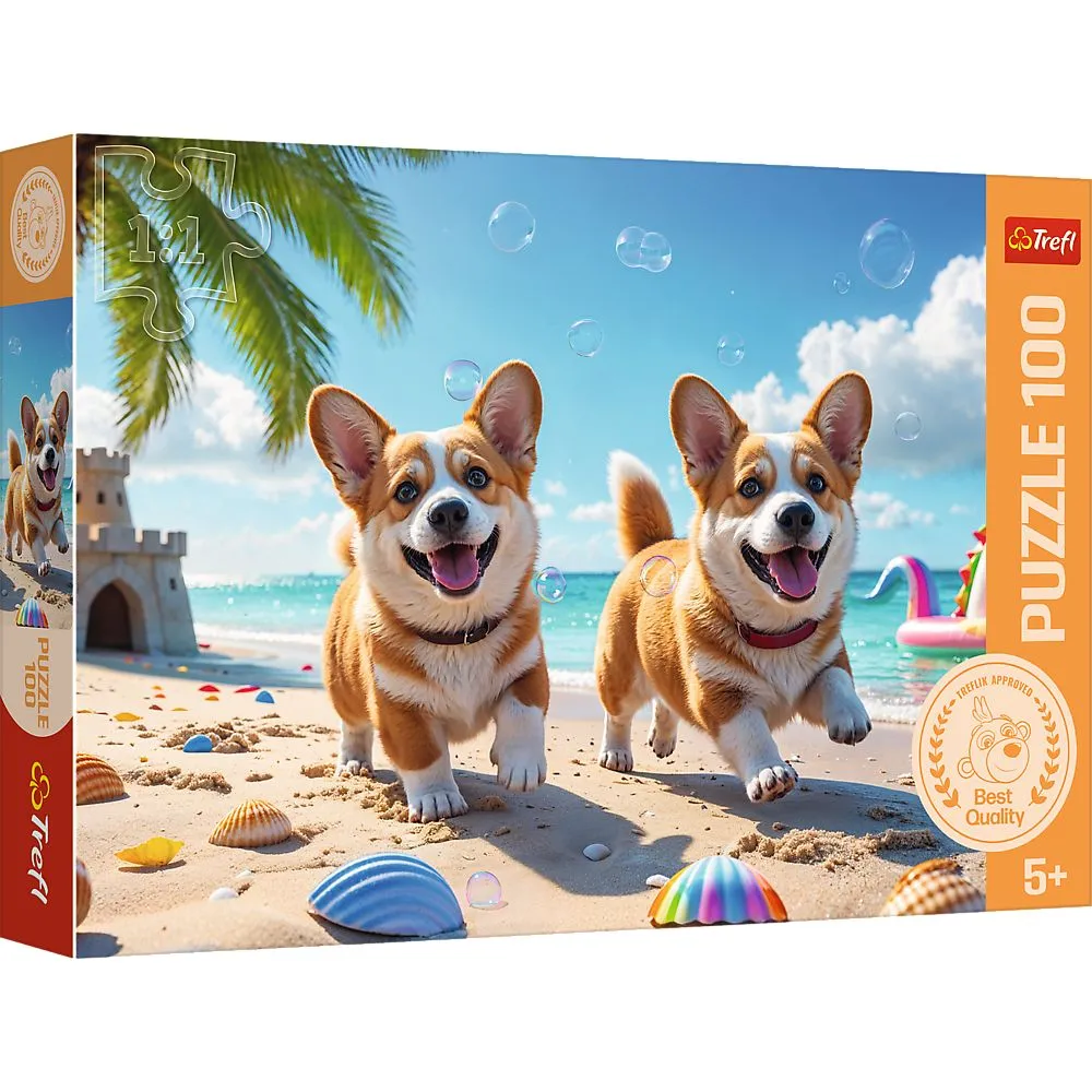 Jucării și Jocuri pentru copii - Puzzle trefl 100 catel corgi, copii varsta 5 ani pana la 9 ani