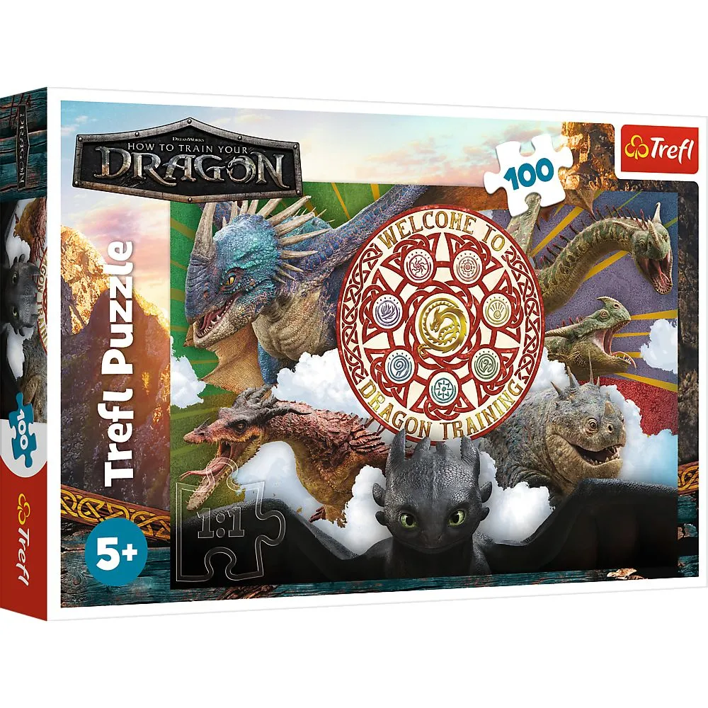 Jucării și Jocuri pentru copii - Puzzle trefl 100 cum sa iti dresezi dragonul dragoni in actiune, copii varsta 5 ani pana la 9 ani