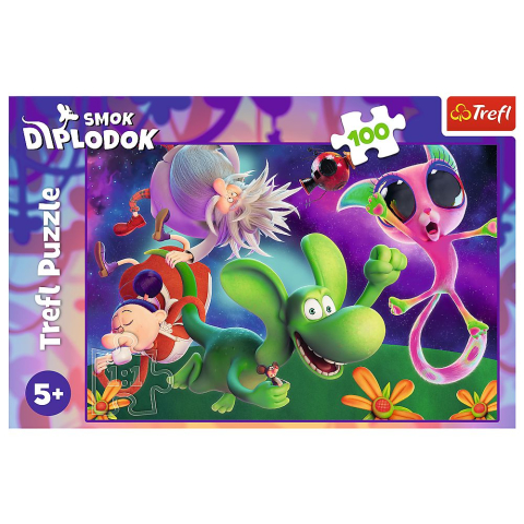 Puzzle trefl 100 dragonul diplodok si prietenii sai  copii varsta 5 ani - 10 ani [2]