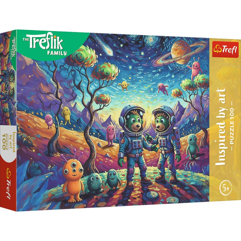 Jucării și Jocuri pentru copii - Puzzle trefl 100 familia treflik inspirat de arta fantezii cosmice copii varsta 5 ani - 10 ani