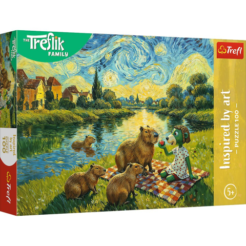 Jucării și Jocuri pentru copii - Puzzle trefl 100 familia treflik inspirat de arta hranirea capibarelor copii varsta 5 ani - 10 ani