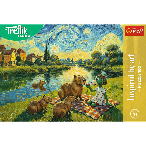 Puzzle trefl 100 familia treflik inspirat de arta hranirea capibarelor copii varsta 5 ani - 10 ani [2]