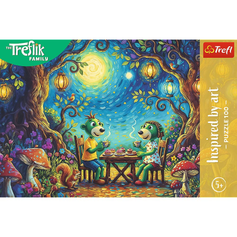 Puzzle trefl 100 familia treflik inspirat de arta intalnire intr-o cafenea copii 5 ani - 10 ani [2]