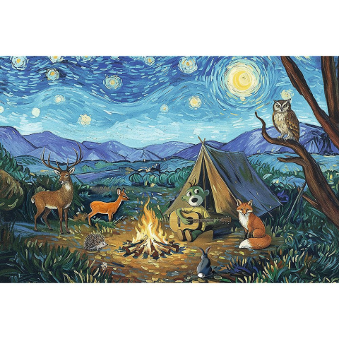 Puzzle trefl 100 familia treflik inspirat de arta langa focul de tabara copii varsta 5 ani - 10 ani [1]