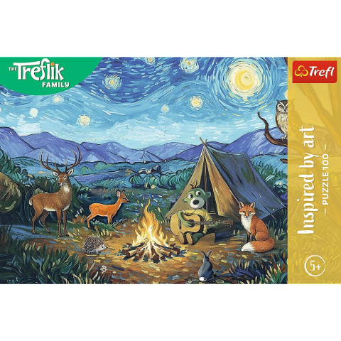 Puzzle trefl 100 familia treflik inspirat de arta langa focul de tabara copii varsta 5 ani - 10 ani [2]