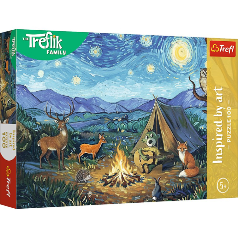 Jucării și Jocuri pentru copii - Puzzle trefl 100 familia treflik inspirat de arta langa focul de tabara copii varsta 5 ani - 10 ani