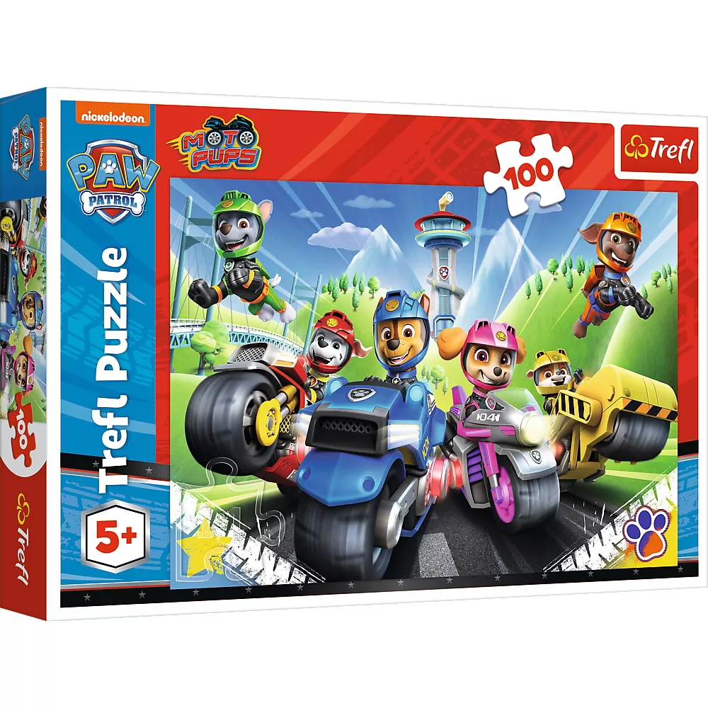 Jucării și Jocuri pentru copii - Puzzle trefl 100 piese patrula catelusilor catelusii pe motociclete