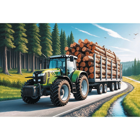 Puzzle trefl 100 tractor forestier cu lemne [1]