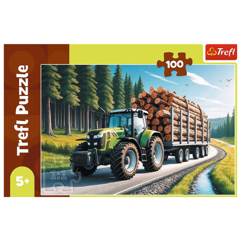 Puzzle trefl 100 tractor forestier cu lemne [2]