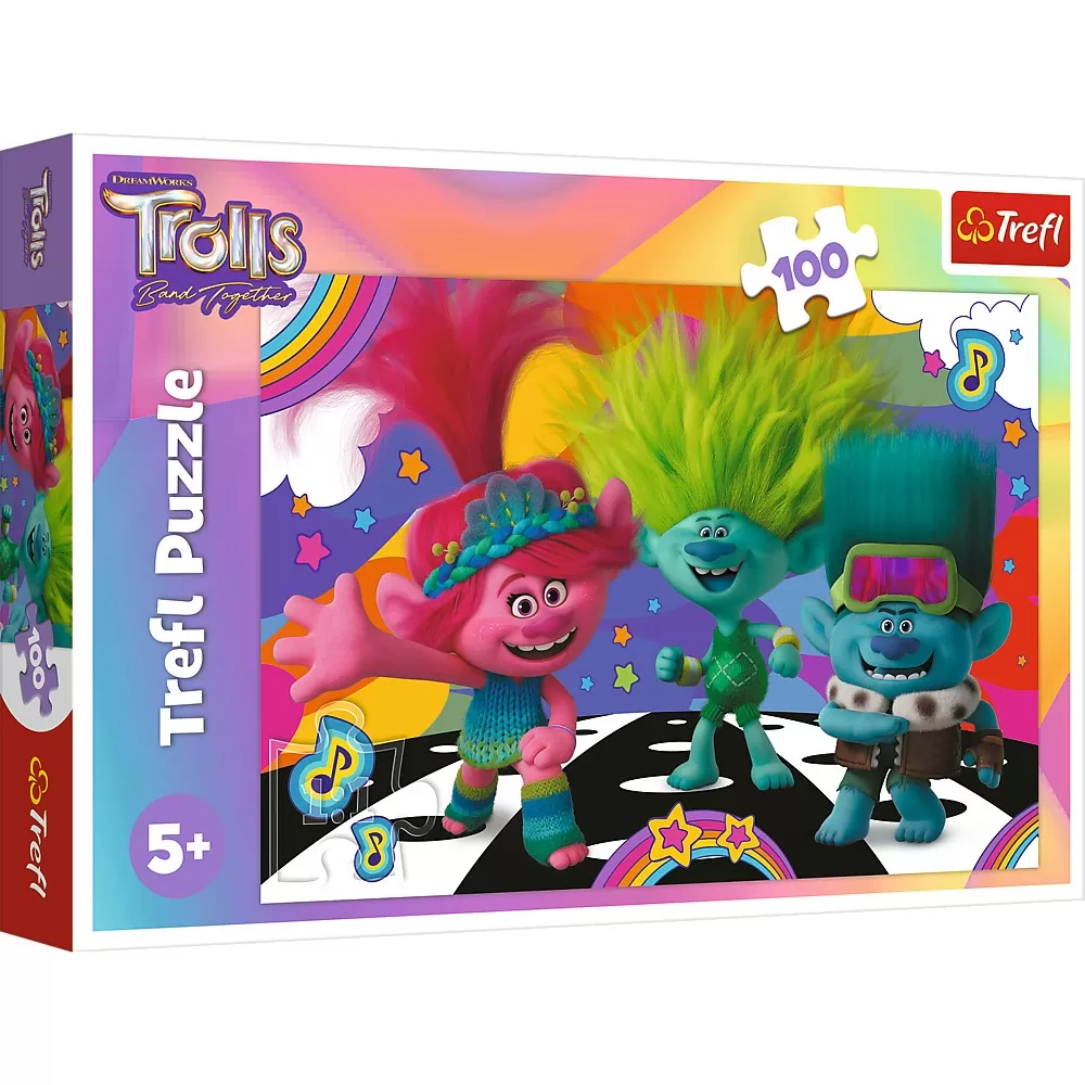 Puzzle 100 - 299 piese - Puzzle trefl 100 trolls minunata lume a trolilor