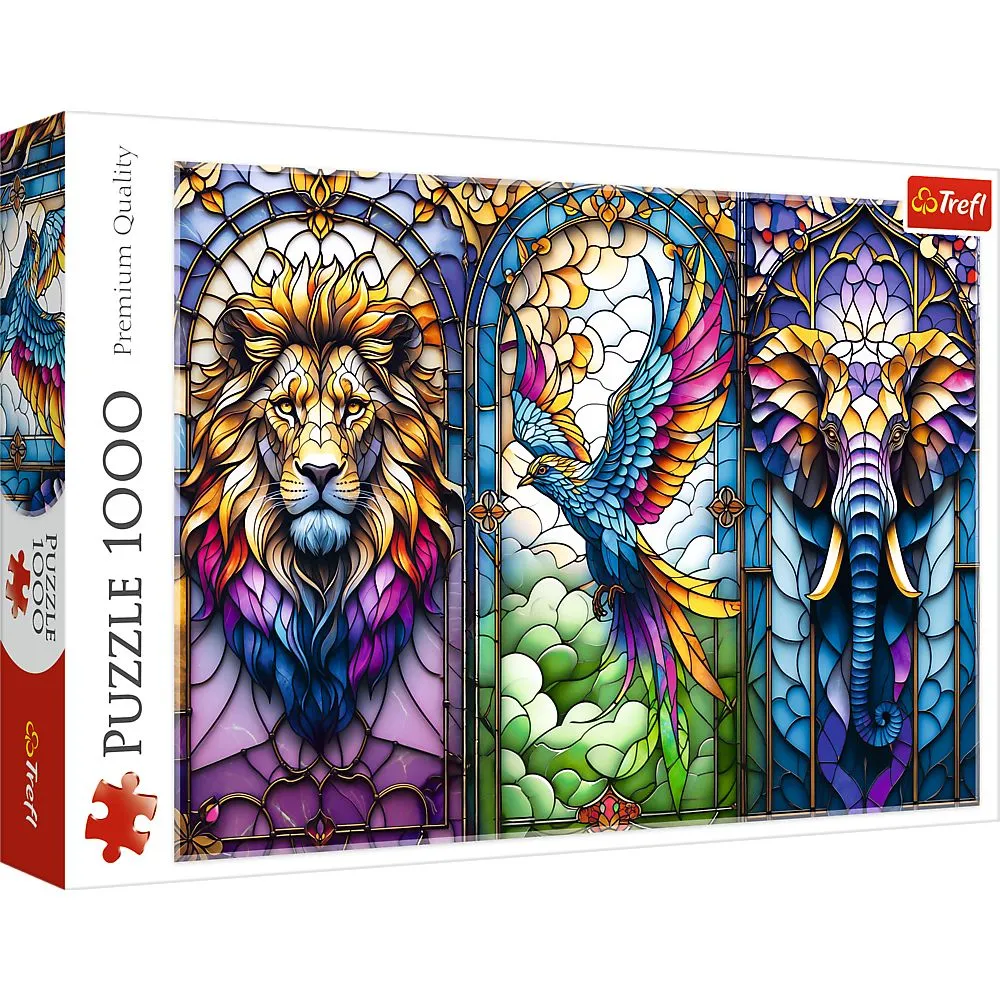 Jucării și Jocuri pentru copii - Puzzle trefl 1000 animale in vitraliu, copii varsta 12 ani pana la +15 ani