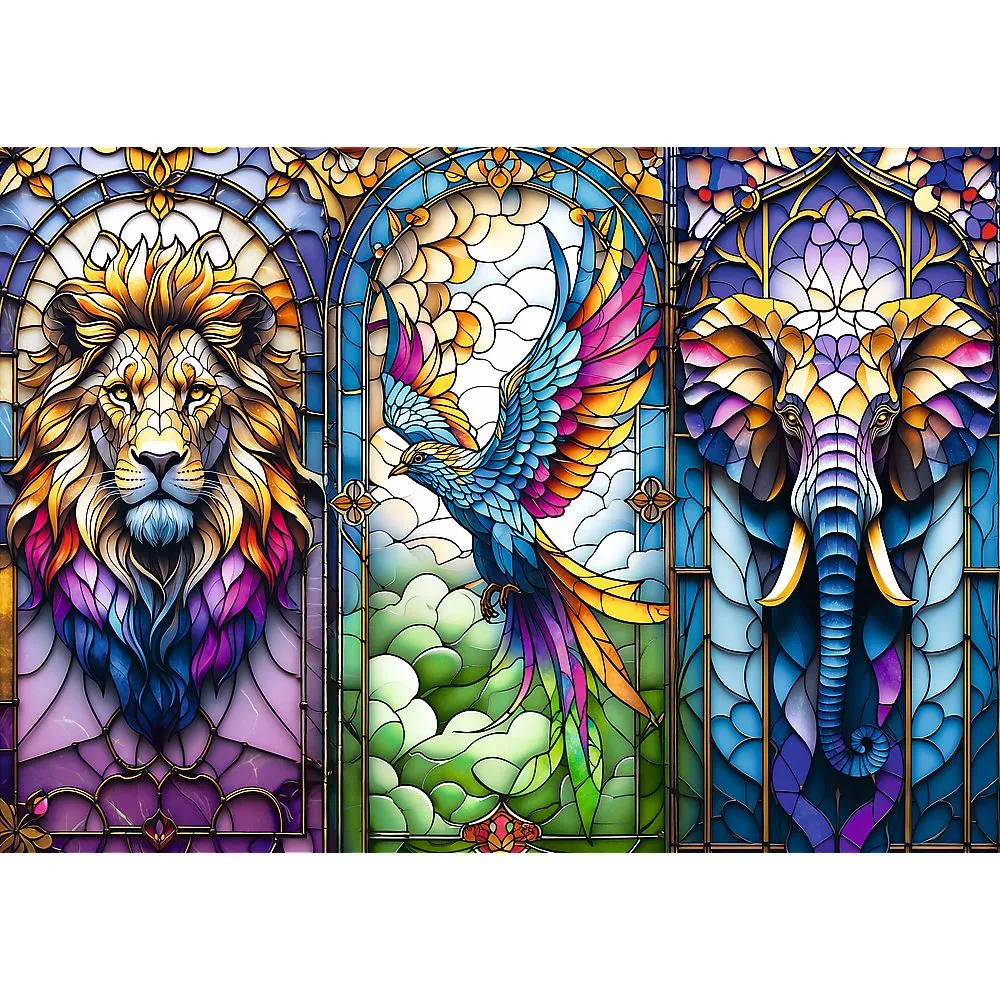 Puzzle trefl 1000 animale in vitraliu, copii varsta 12 ani pana la +15 ani [1]