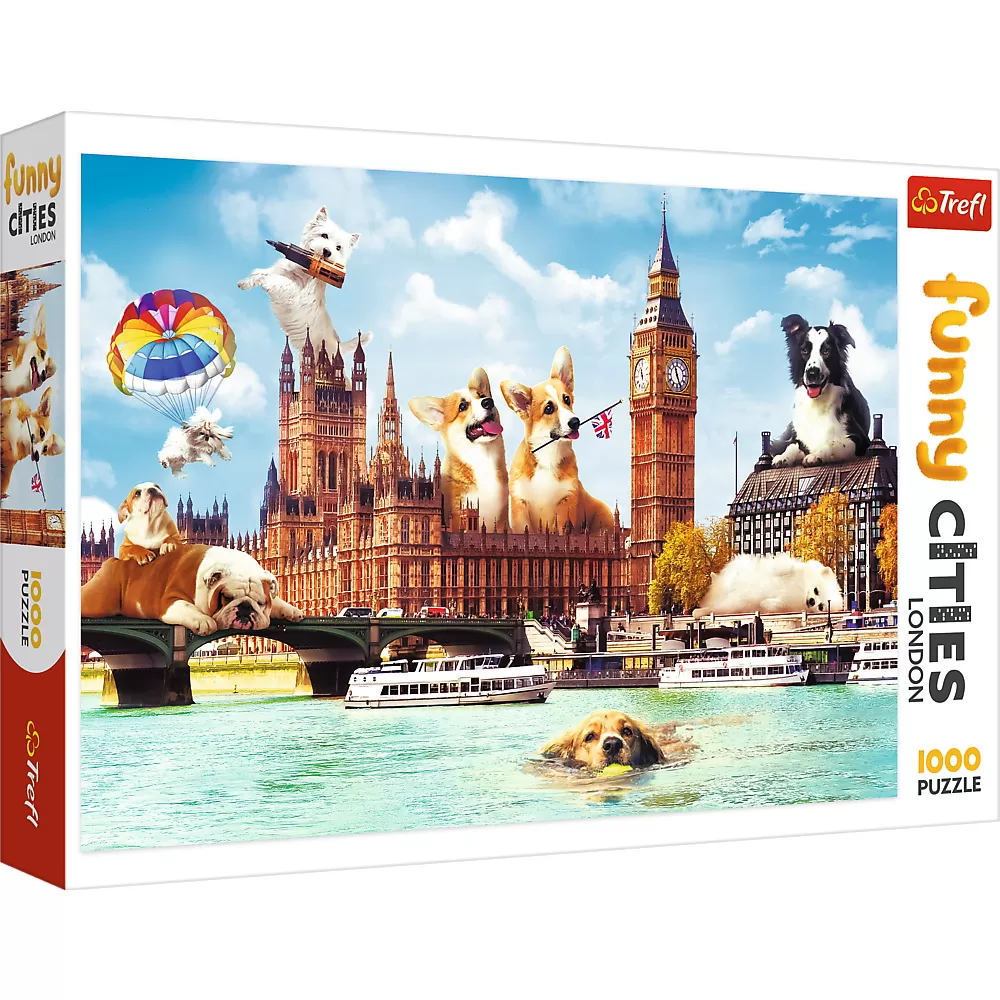 Jucării și Jocuri pentru copii - Puzzle trefl 1000 catelusi la londra, copii varsta 12 ani pana la +15 ani