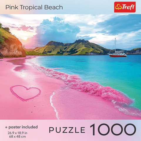 Puzzle trefl 1000 colectia sua plaja tropicala roz poster inclus [2]