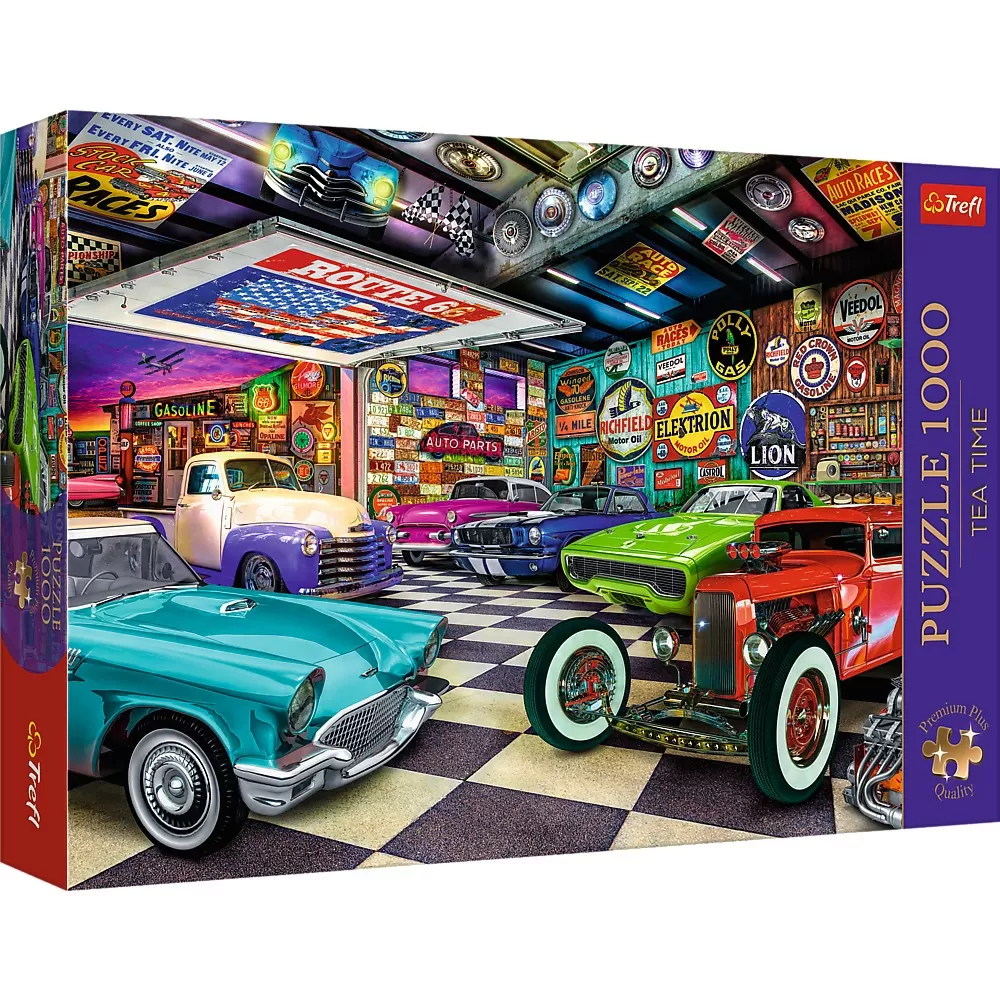 Jucării și Jocuri pentru copii - Puzzle trefl 1000 premium plus tea time garajul colectionarului de masini
