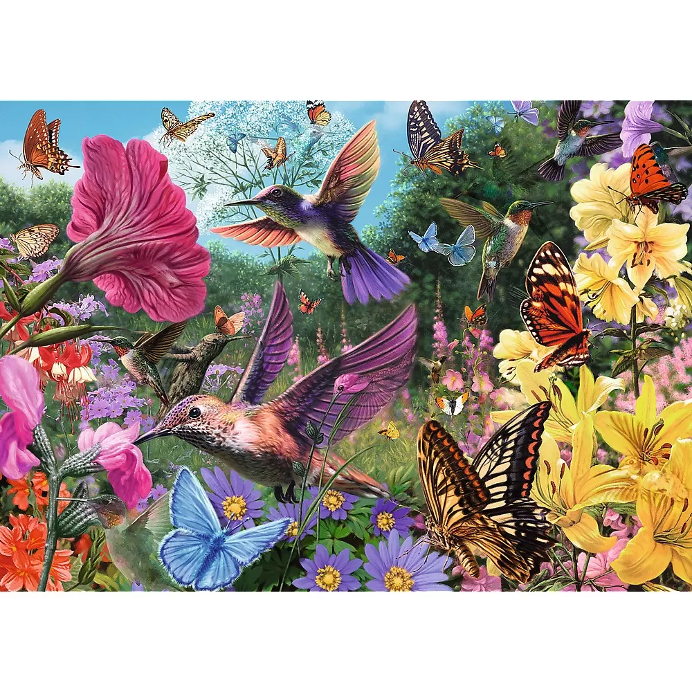 Puzzle trefl 1000 premium plus tea time gradina cu colibri [1]