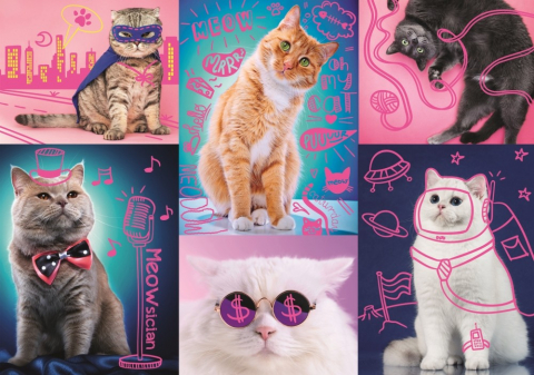 Puzzle trefl 1000 super pisici neon [1]